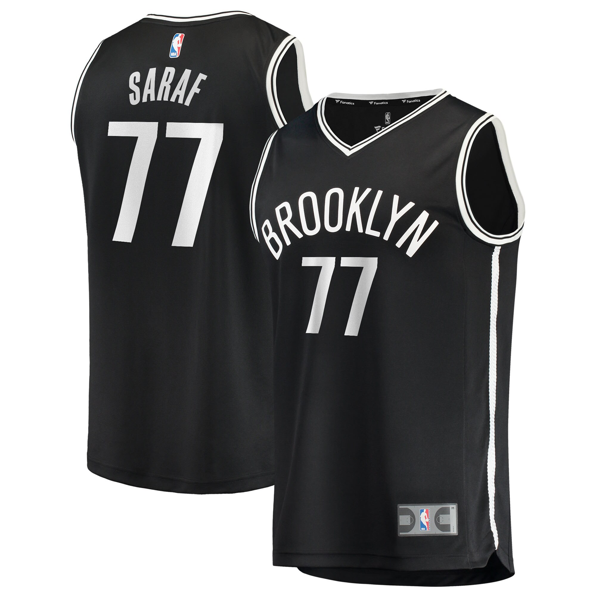Ben Saraf Brooklyn Nets Youth Fast Break Replica Jersey - Black - Icon Edition - angle 2