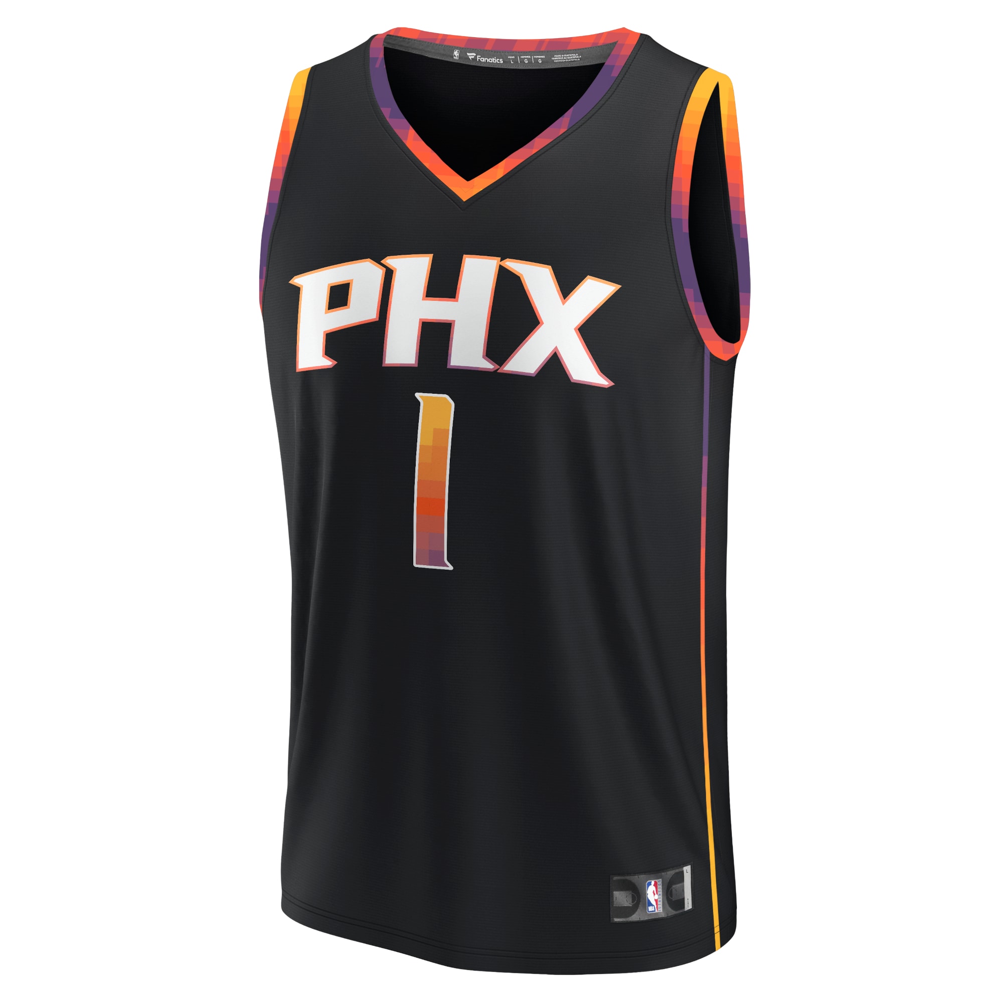Devin Booker #1 Phoenix Suns Youth Fast Break Player Jersey - Statement Edition - Black - angle 2