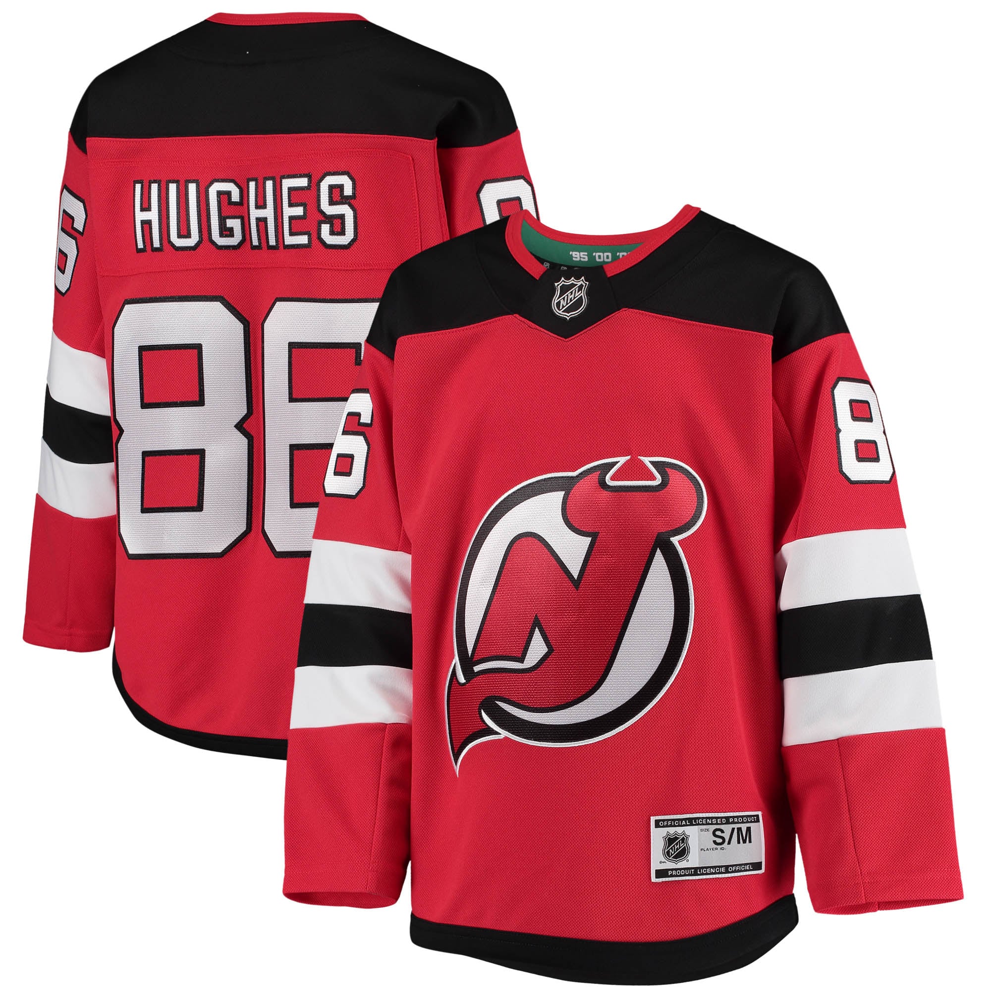 Women's Jack Hughes New Jersey Devils Home Premier Player Jersey - Red | FanWearStyle