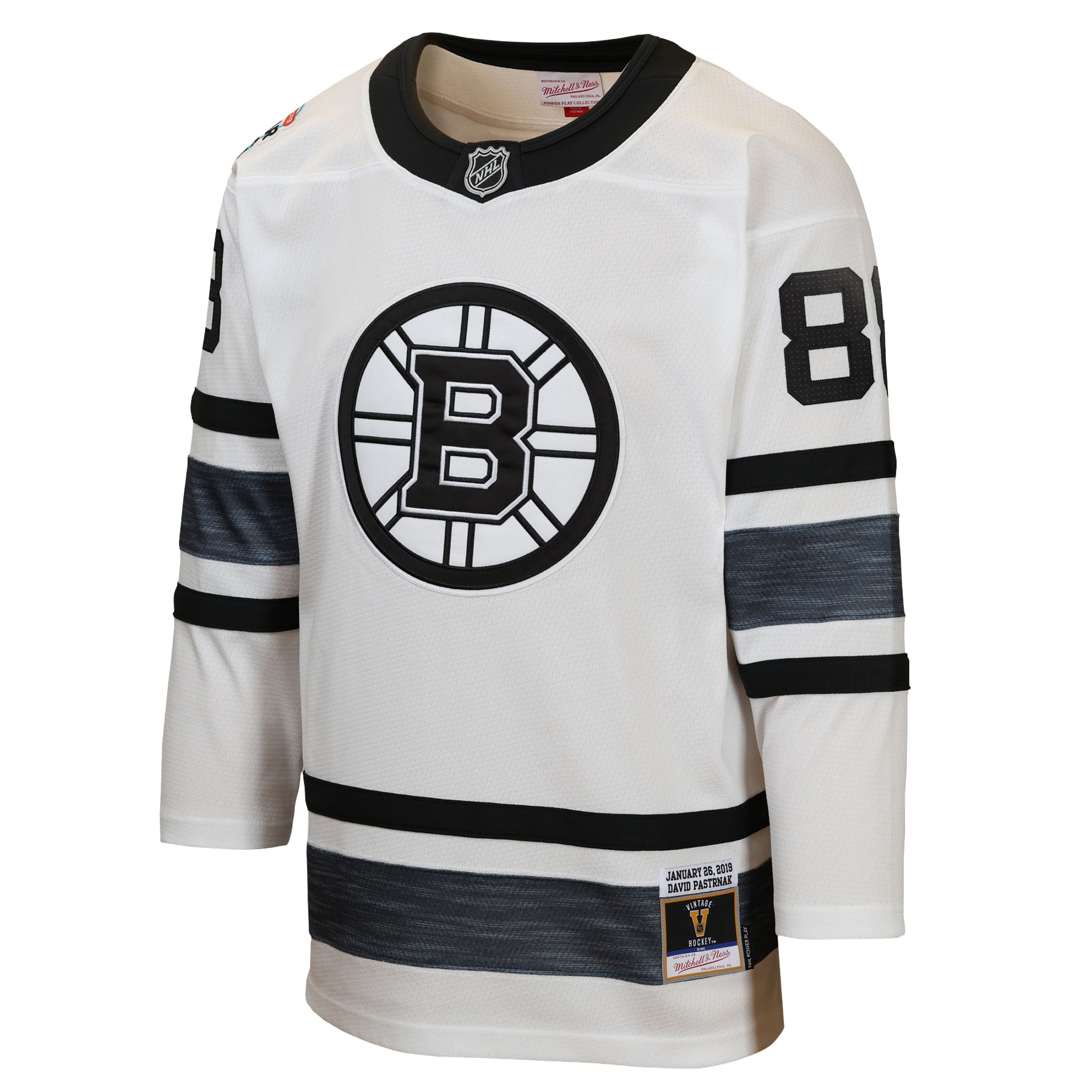 David Pastrnak #88 Boston Bruins Youth 2019 All-Star Game Power Play Jersey - White - angle 2