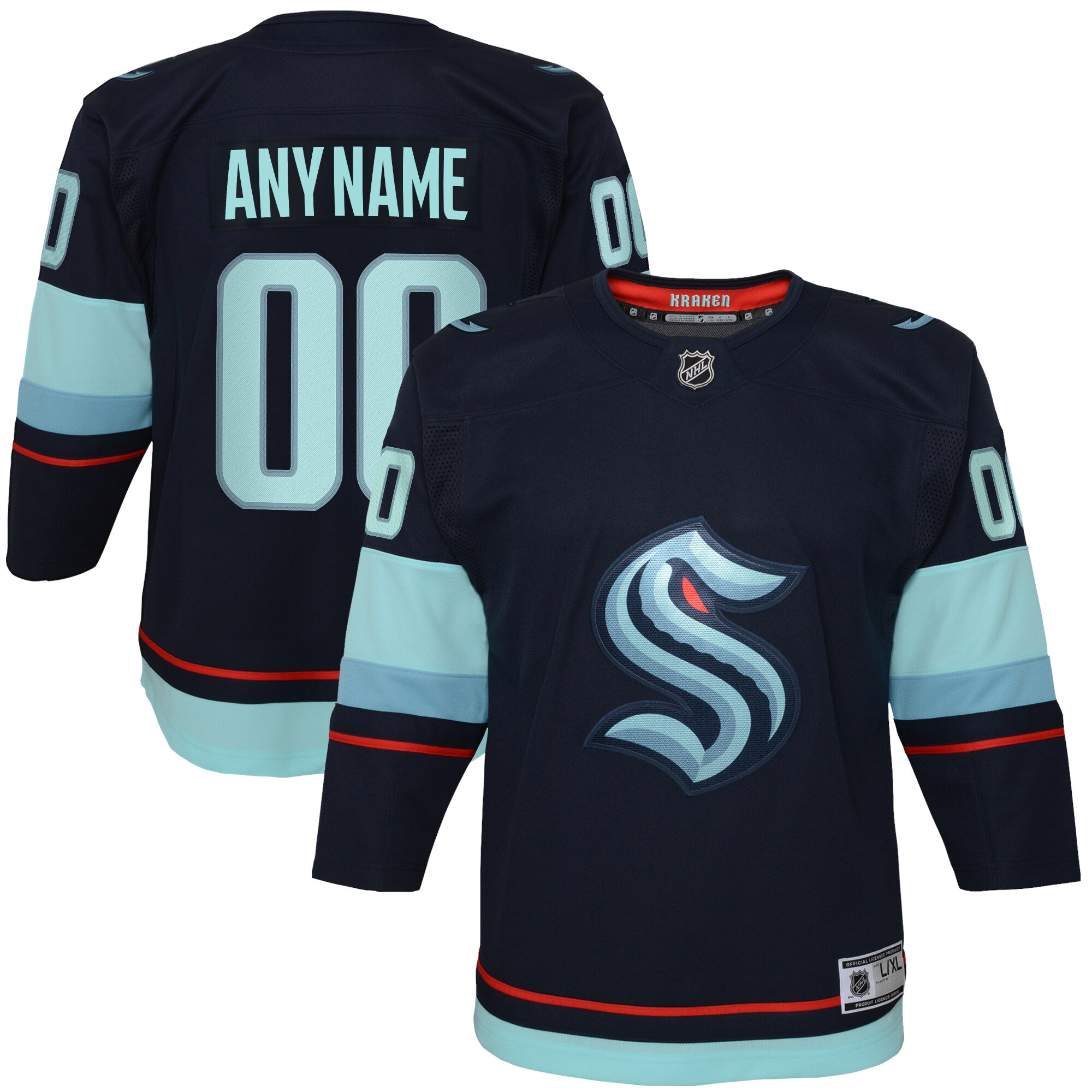 Seattle Kraken Youth Home Premier Custom Jersey - Navy - angle 2