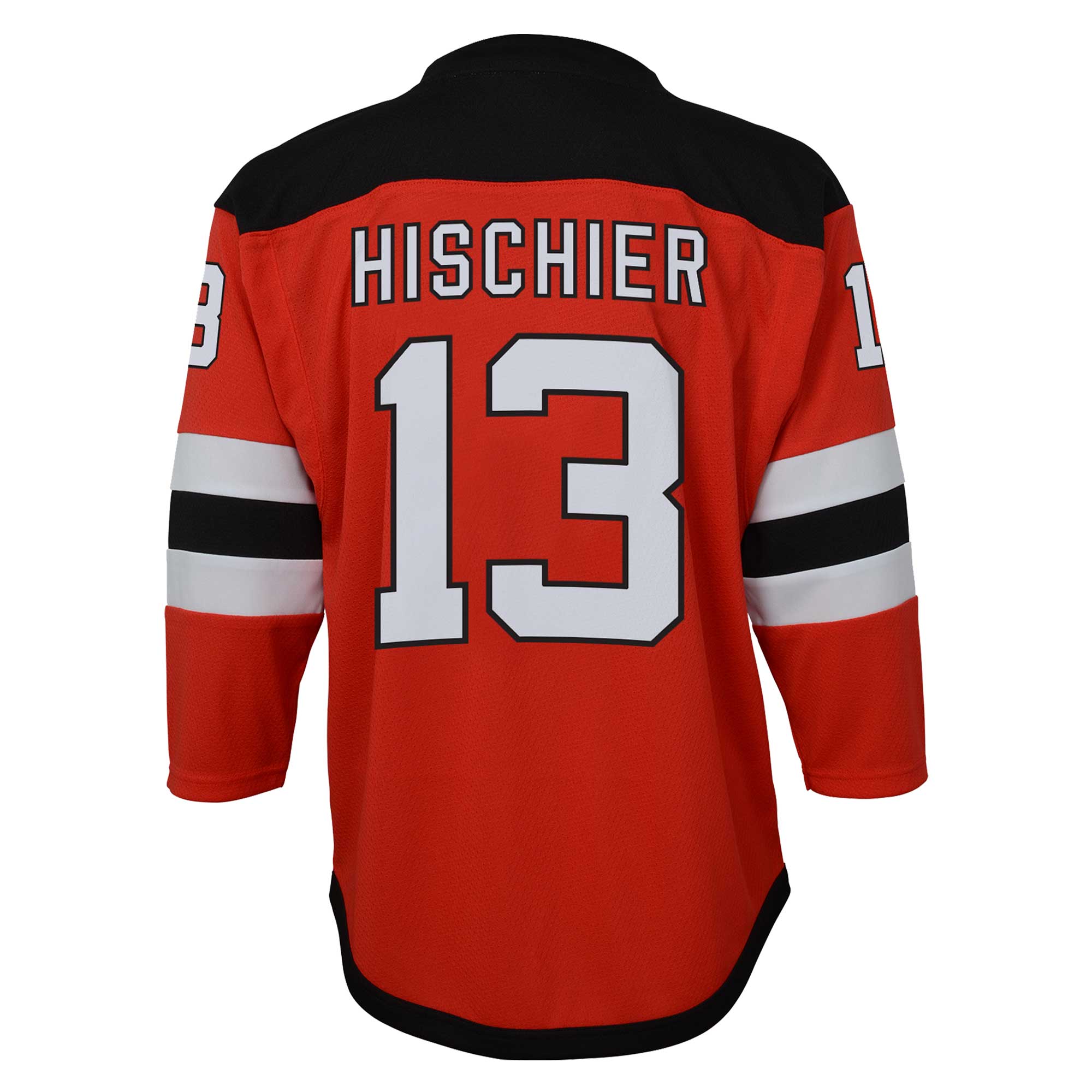 Nico Hischier New Jersey Devils Youth Captain Patch Home Replica Player Jersey - Red - angle 3