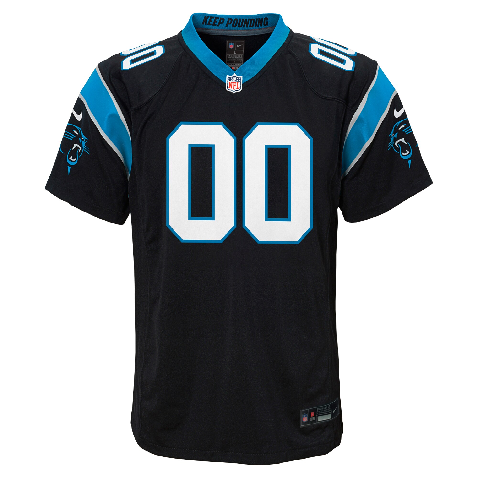 Carolina Panthers Youth Custom Game Jersey - Black - angle 4