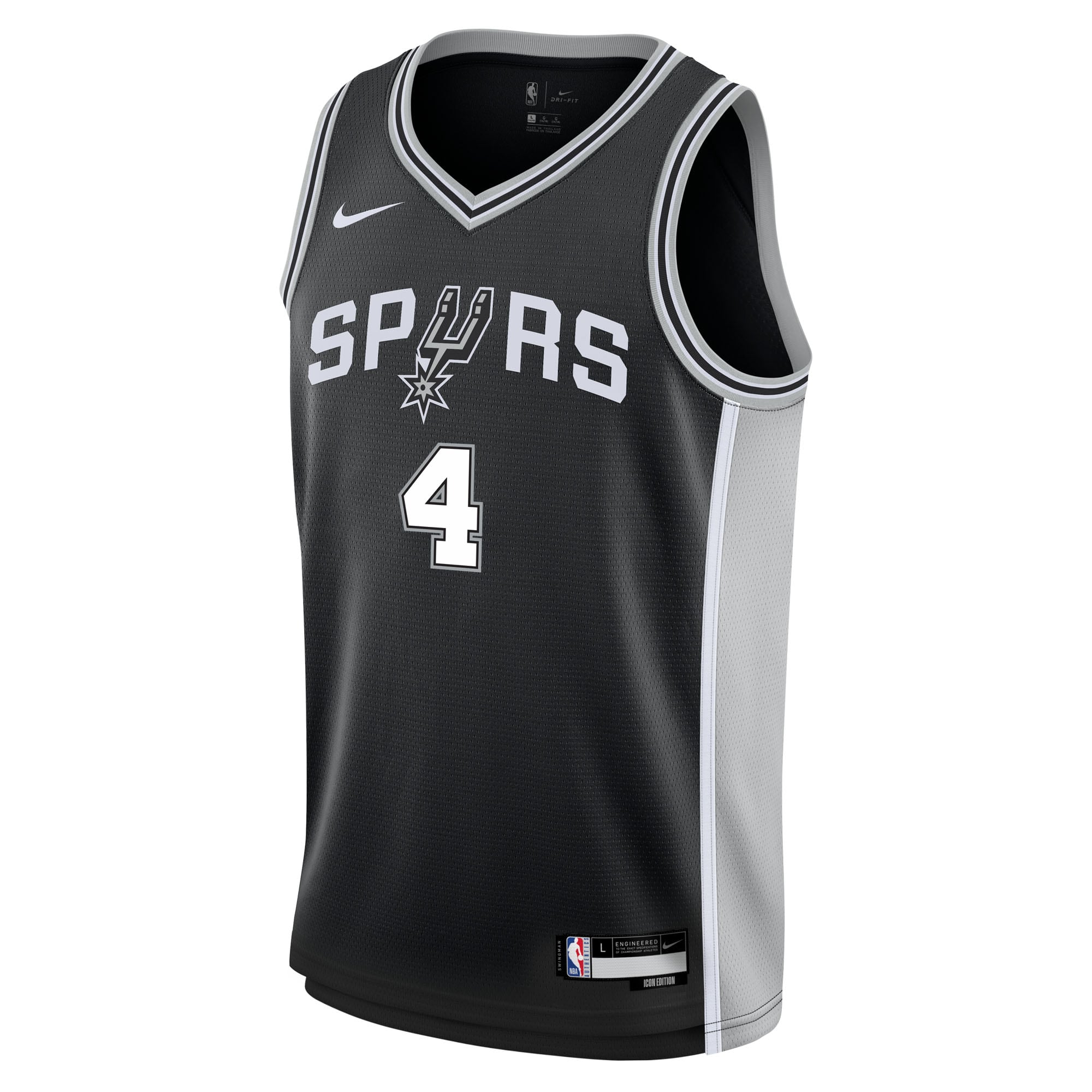 De'Aaron Fox San Antonio Spurs Youth Swingman Jersey - Icon Edition - Black - angle 4
