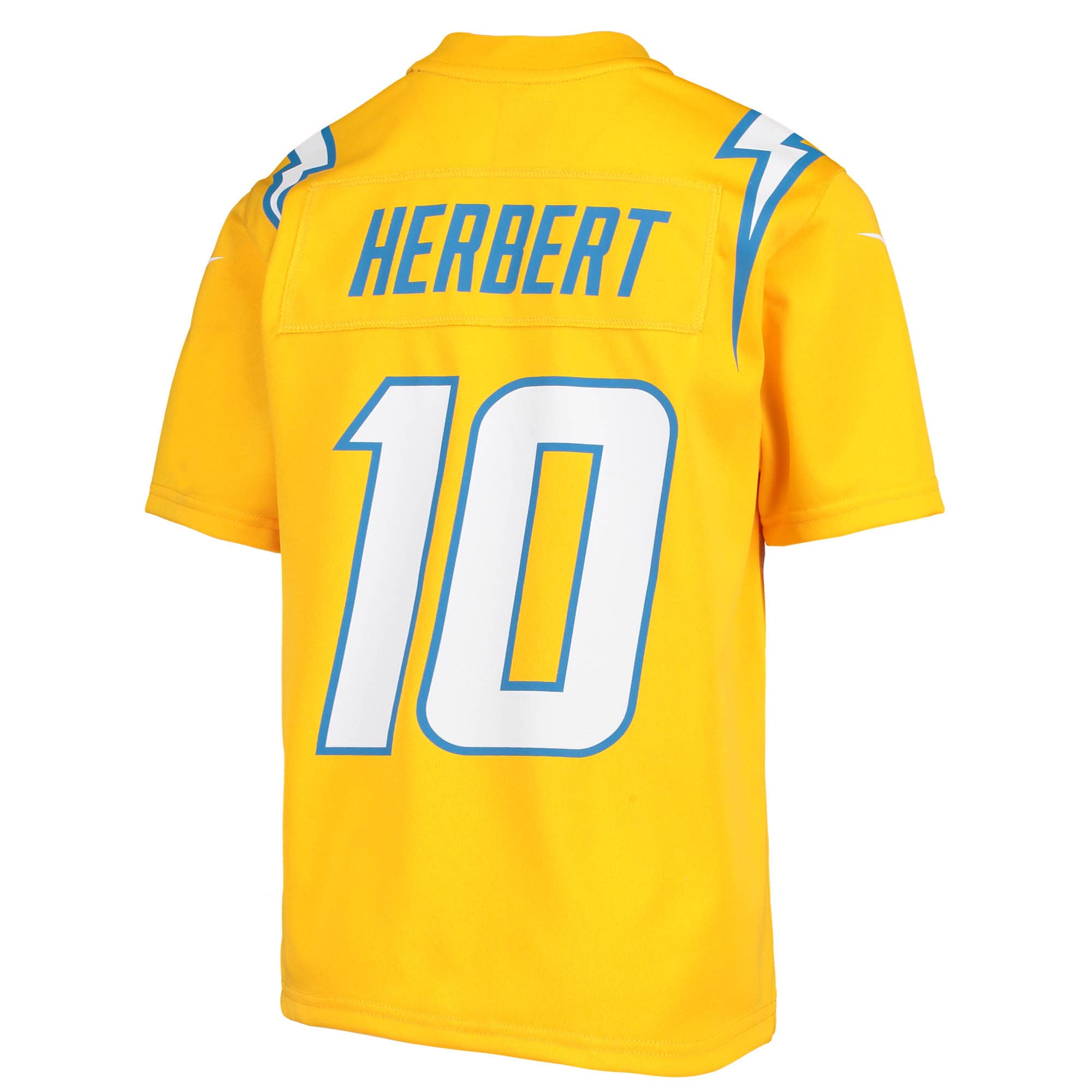 Justin Herbert #10 Los Angeles Chargers Youth Inverted Team Game Jersey - Gold - angle 5