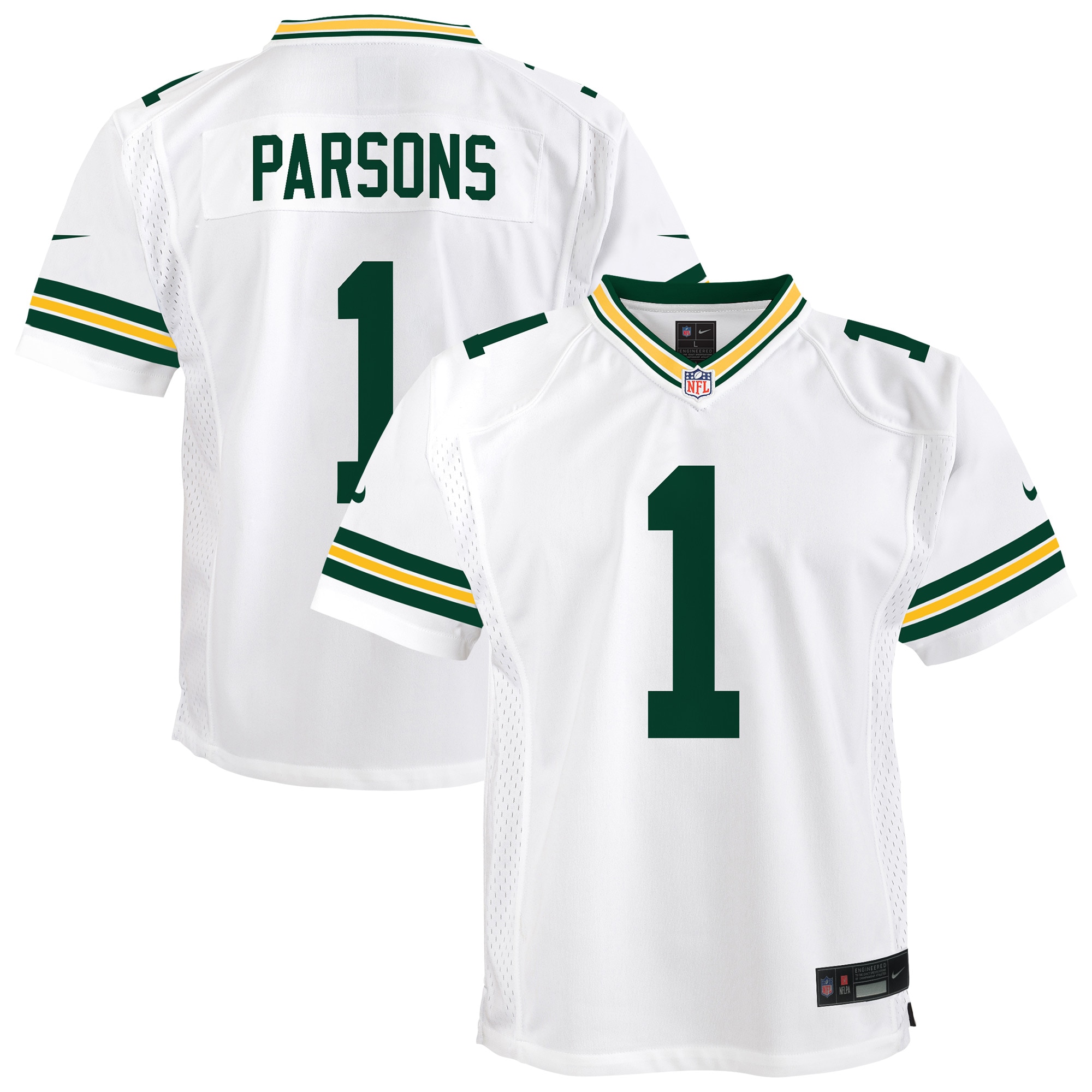 Micah Parsons #11 Green Bay Packers Youth White Game Jersey - White - angle 2