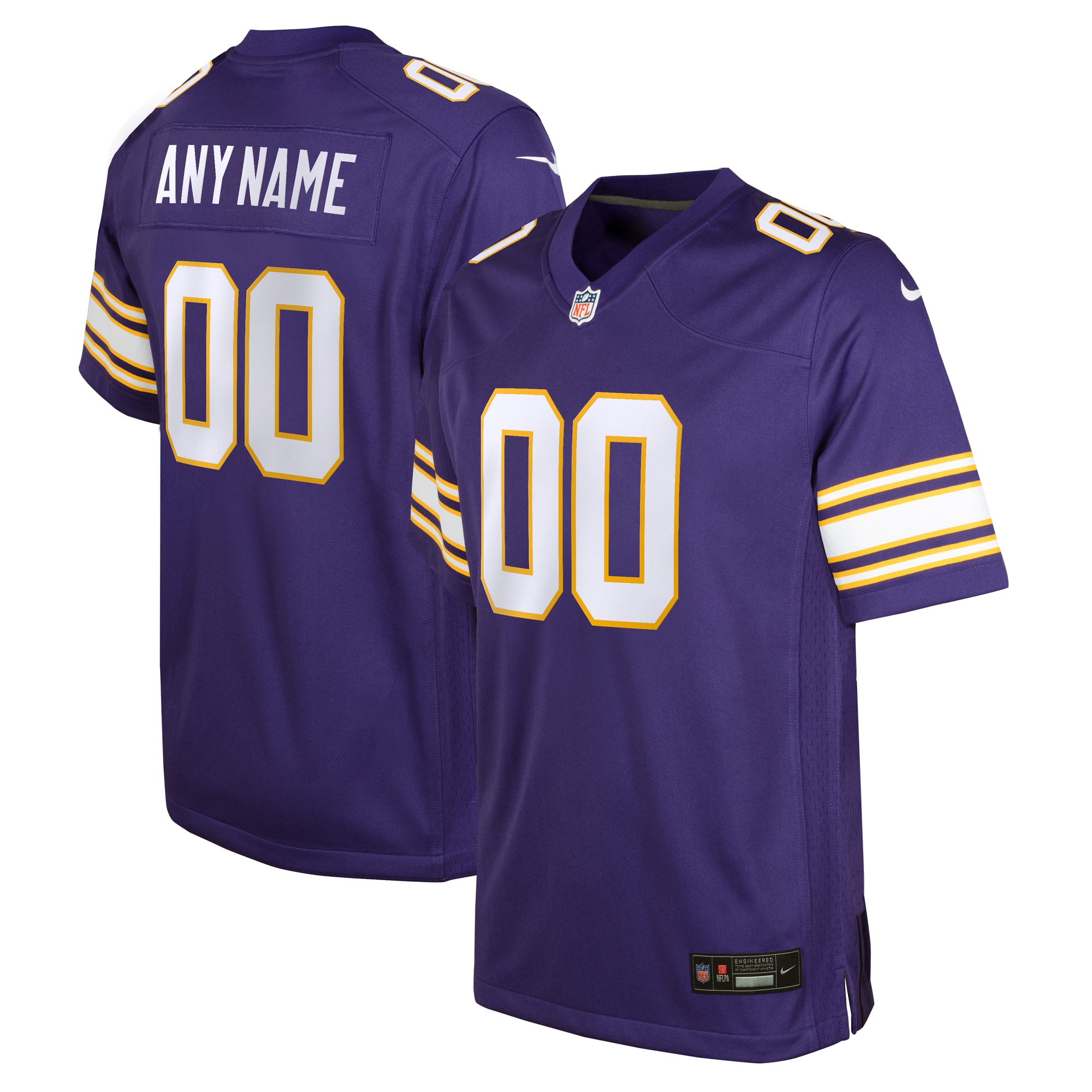 Minnesota Vikings Youth Classic Custom Game Jersey - Purple - angle 2
