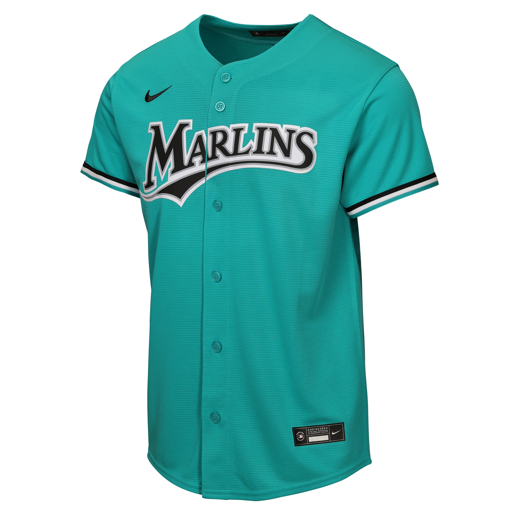 Miami Marlins Youth Alternate Replica Jersey - Teal - angle 4