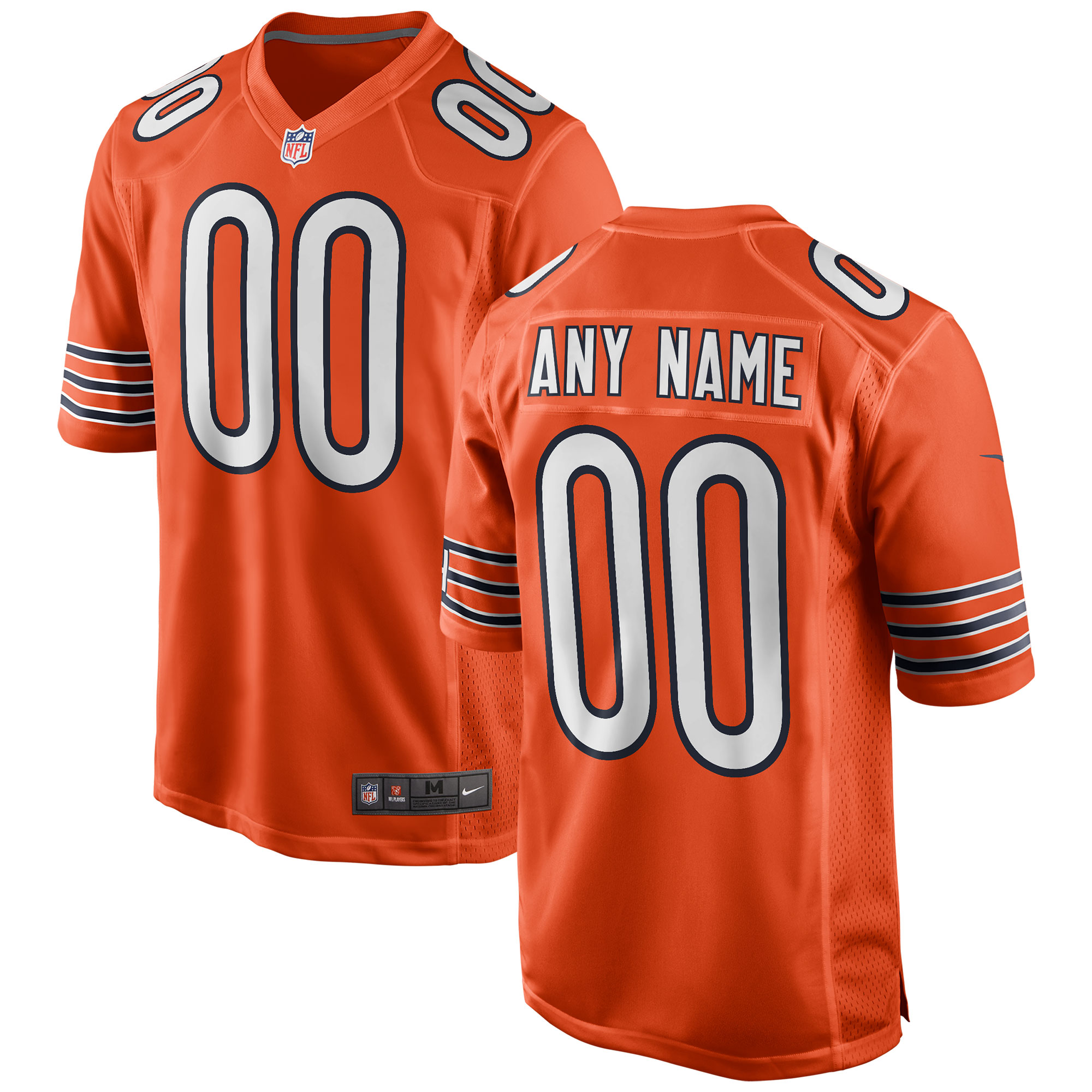 Chicago Bears Alternate Custom Game Jersey - Orange | FanWearStyle