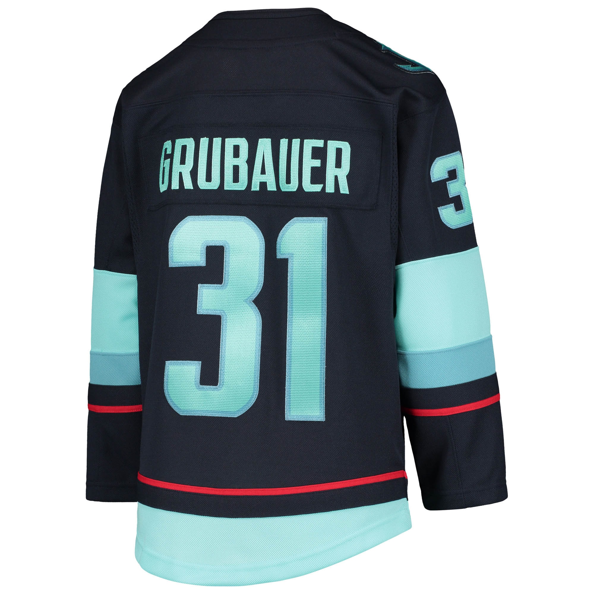 Philipp Grubauer Seattle Kraken Youth Home Premier Player Jersey - Deep Sea Blue - angle 3