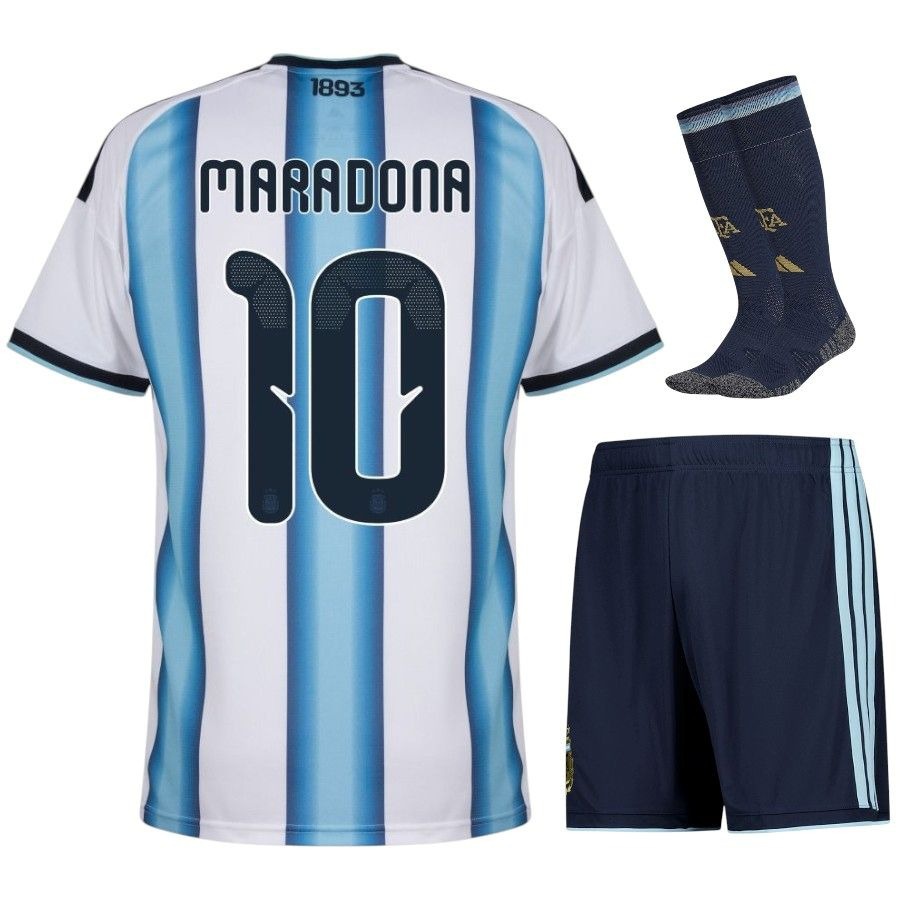 Argentina Maradona 3 Star Home Kids Kit 26/27-League Wear Hub