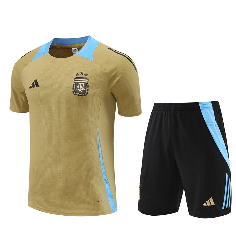 Argentina Gold Training Jersey/Shorts Set 24/25-League Wear Hub