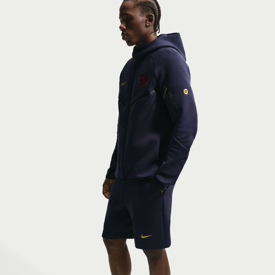 Barcelona Shorts Tech Fleece - Blackened Blue/Mineral Yellow-League Wear Hub