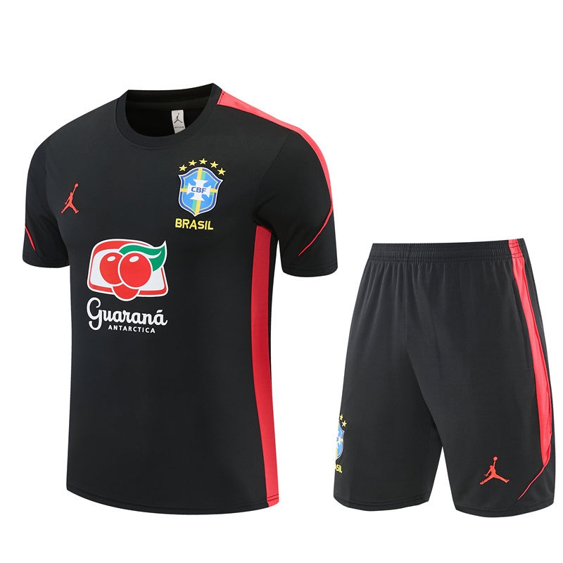 Brazil Jordan Jersey Shorts Set Men/Kids 26/27 Black-League Wear Hub