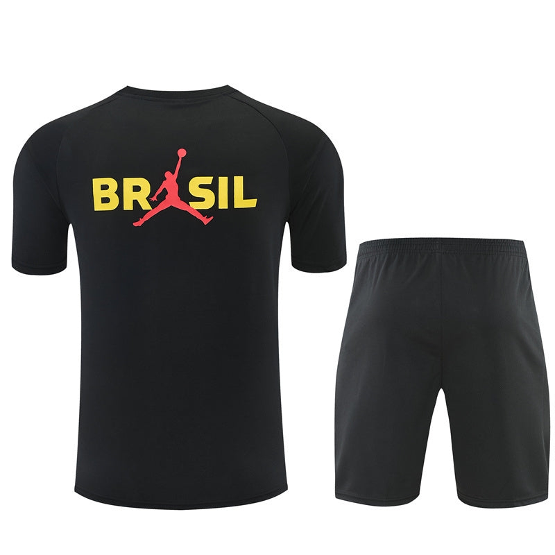 Brazil Jordan Jersey Shorts Set Men/Kids 26/27 Black-League Wear Hub