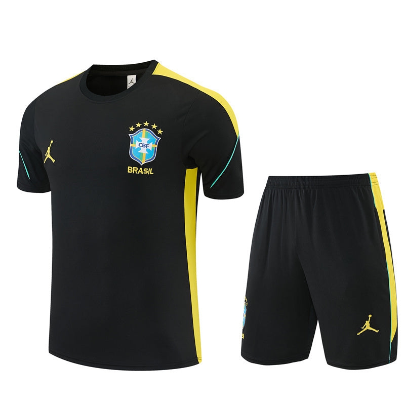 Brazil Jordan Men's/Kids' Shorts Jersey Set 26/27 Black Yellow-League Wear Hub