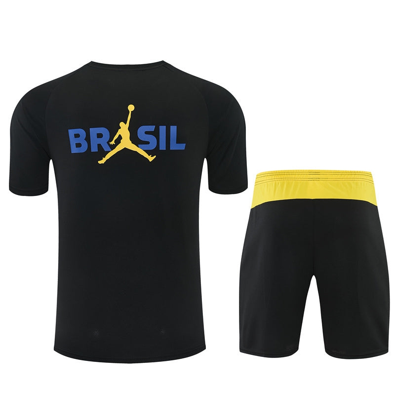 Brazil Jordan Men's/Kids' Shorts Jersey Set 26/27 Black Yellow-League Wear Hub