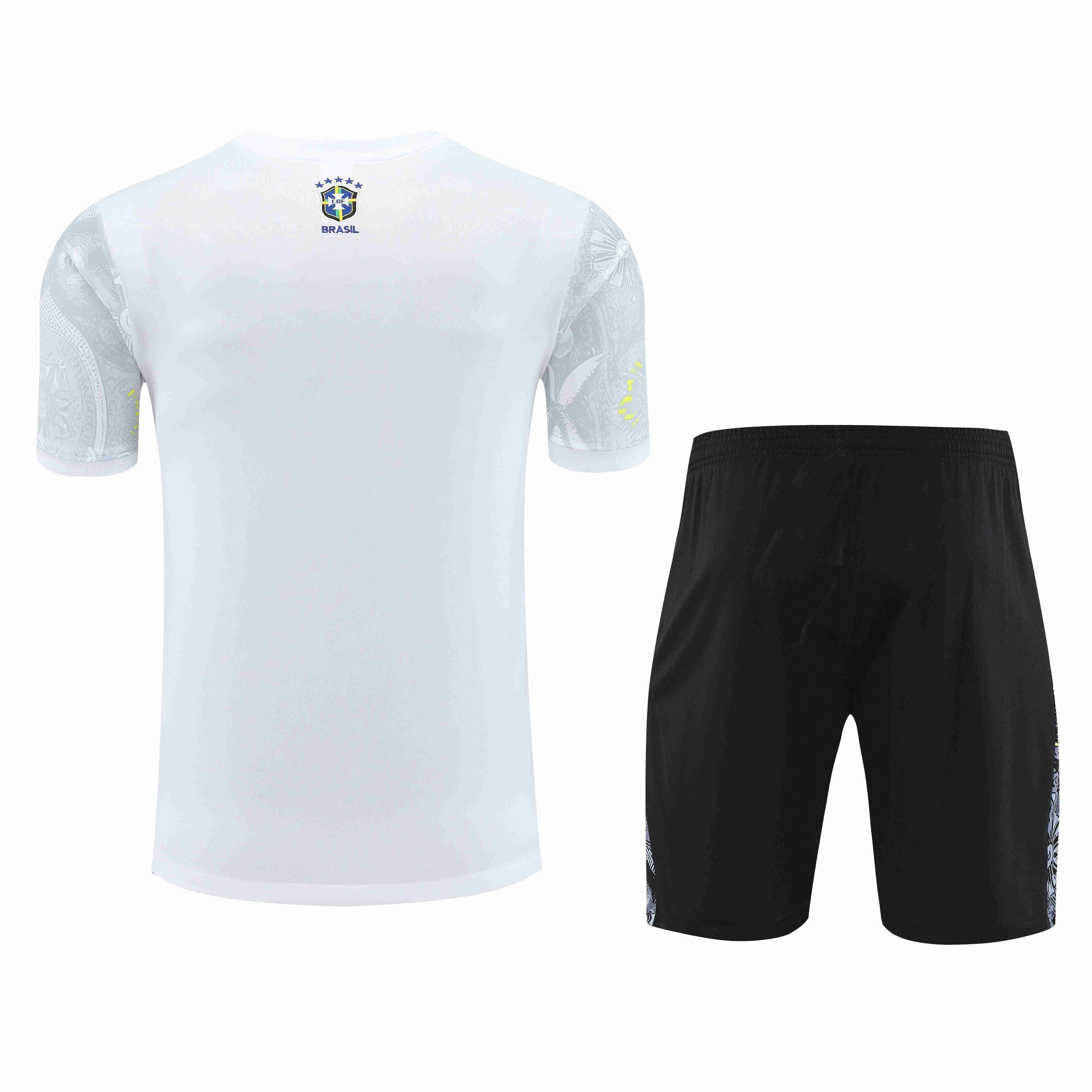 Brazil Men's/Kids' Shorts Jersey Set 25/26 White Pattern-League Wear Hub