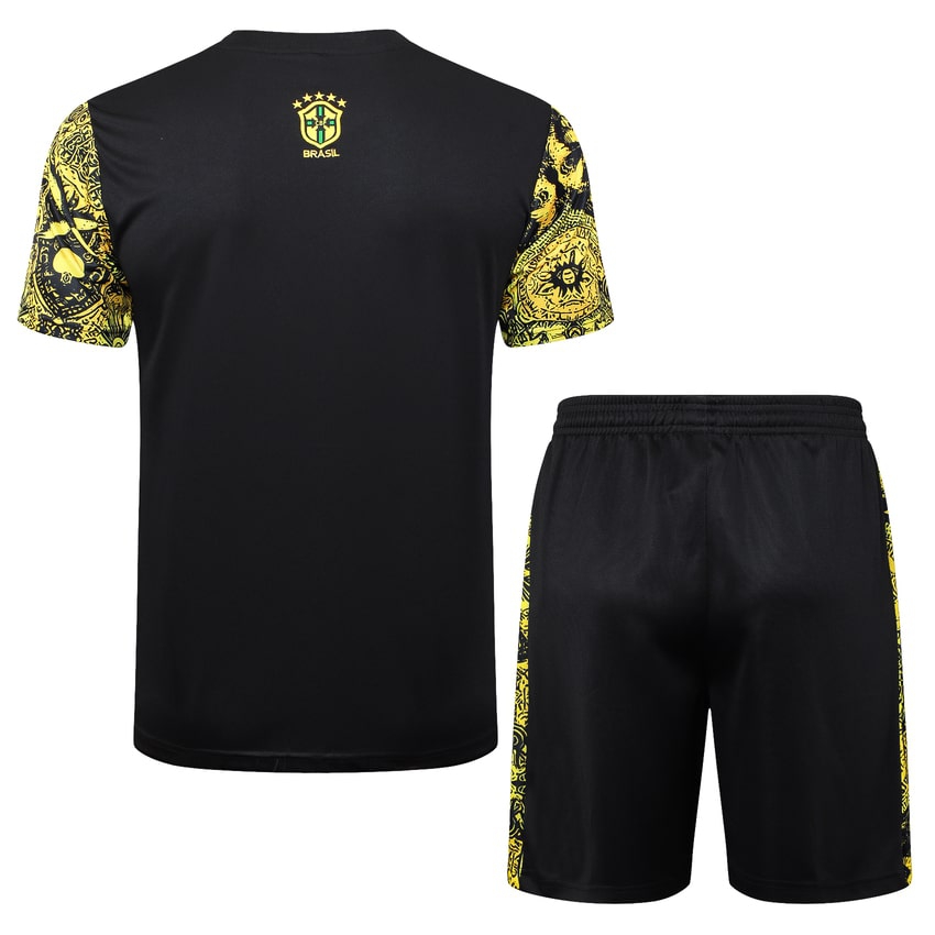 Brazil Men's/Kids' Shorts Kit 24/25 Yellow Pattern-League Wear Hub