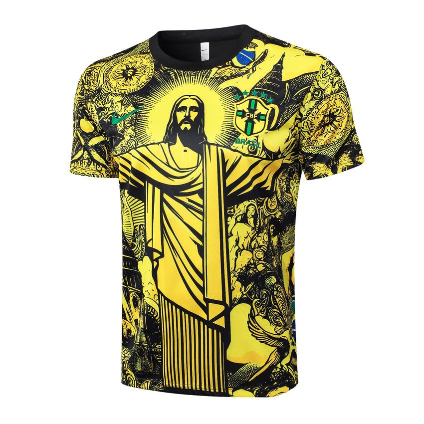 Brazil Men's/Kids' Shorts Kit 24/25 Yellow Pattern-League Wear Hub