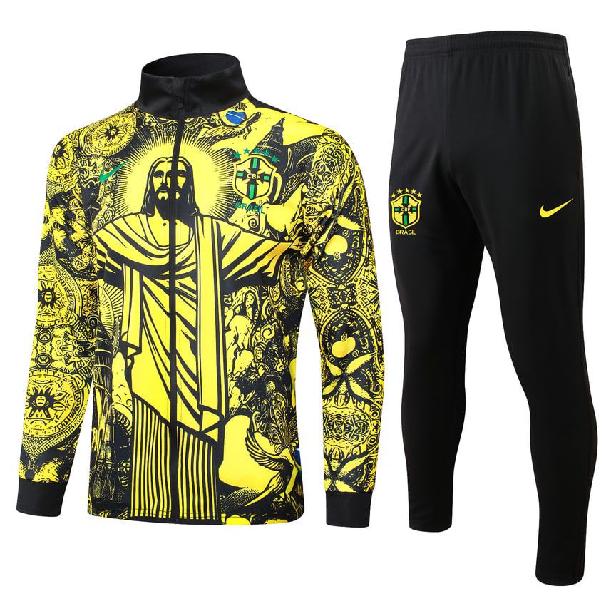 Brazil Tracksuit Jacket Men/Kids 24/25 Yellow Pattern-League Wear Hub