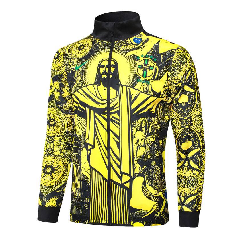 Brazil Tracksuit Jacket Men/Kids 24/25 Yellow Pattern-League Wear Hub
