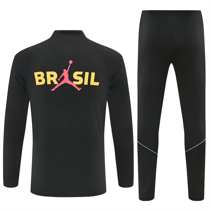 Brazil Training Tracksuit Men/Kids 26/27 Black Yellow-League Wear Hub