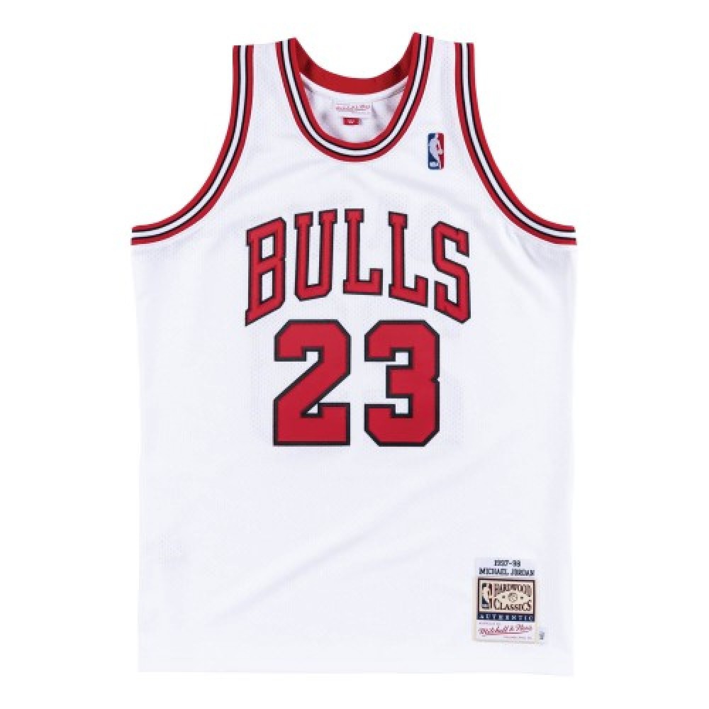 Men's Chicago Bulls Michael Jordan #23 Throwback White 1997-98 Hardwood Classics Player Jersey-League Wear Hub