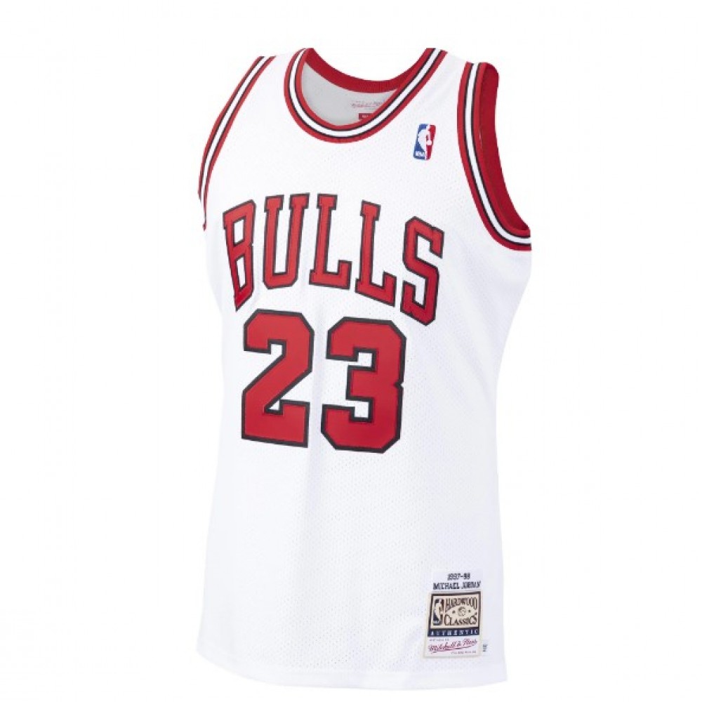 Men's Chicago Bulls Michael Jordan #23 Throwback White 1997-98 Hardwood Classics Player Jersey-League Wear Hub