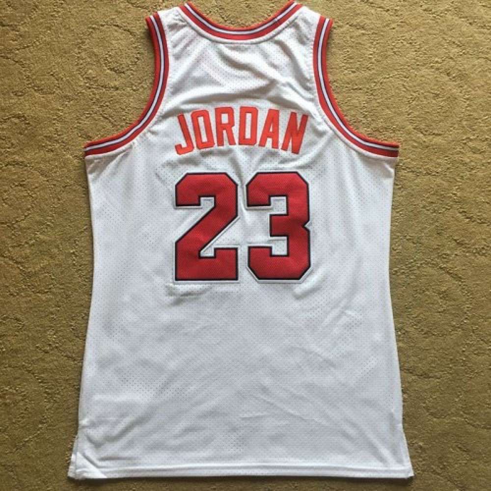 Men's Chicago Bulls Michael Jordan #23 Throwback White 1984-85 Hardwood Classics Player Jersey-League Wear Hub