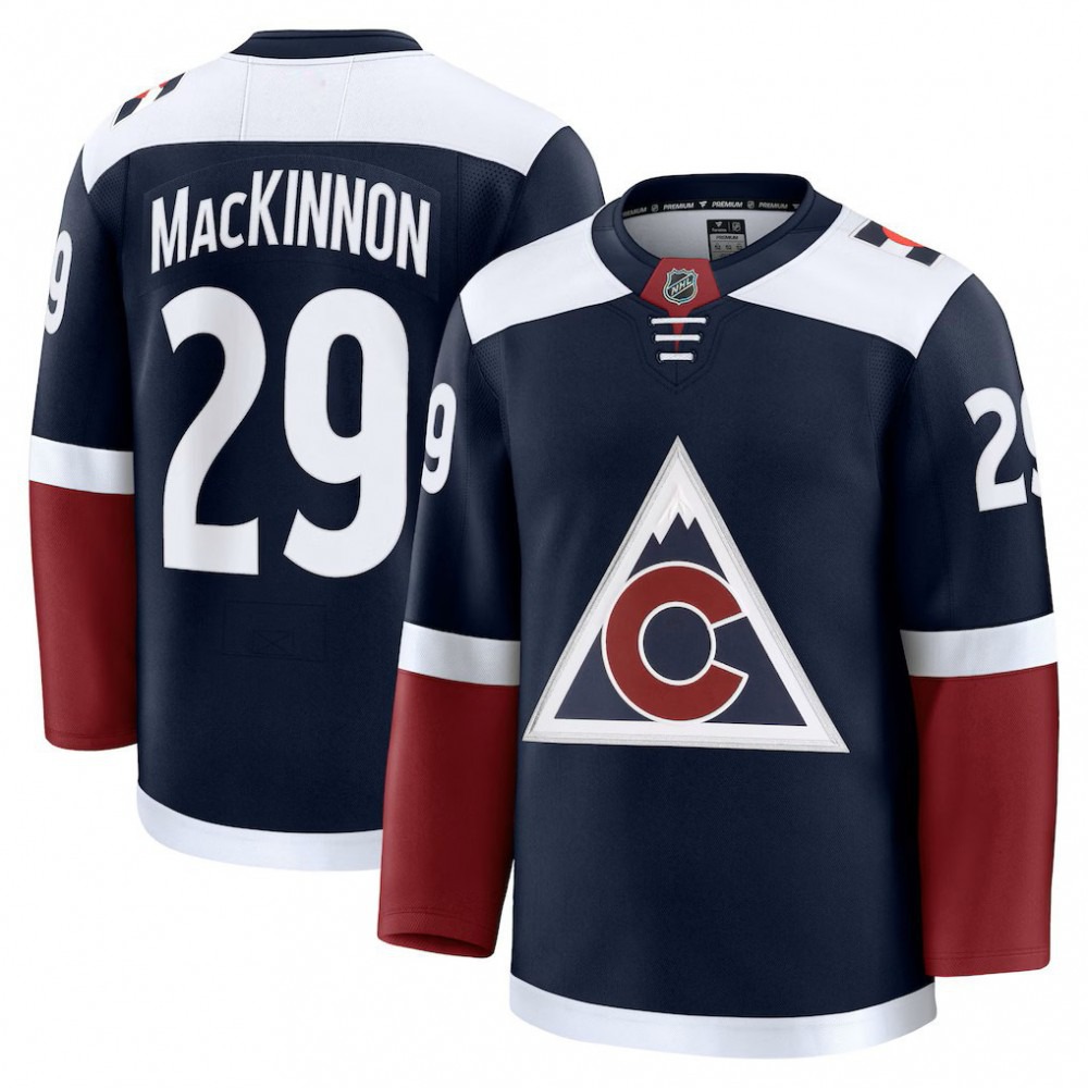 Men's Colorado Avalanche Nathan MacKinnon Navy Alternate Premium Jersey-League Wear Hub