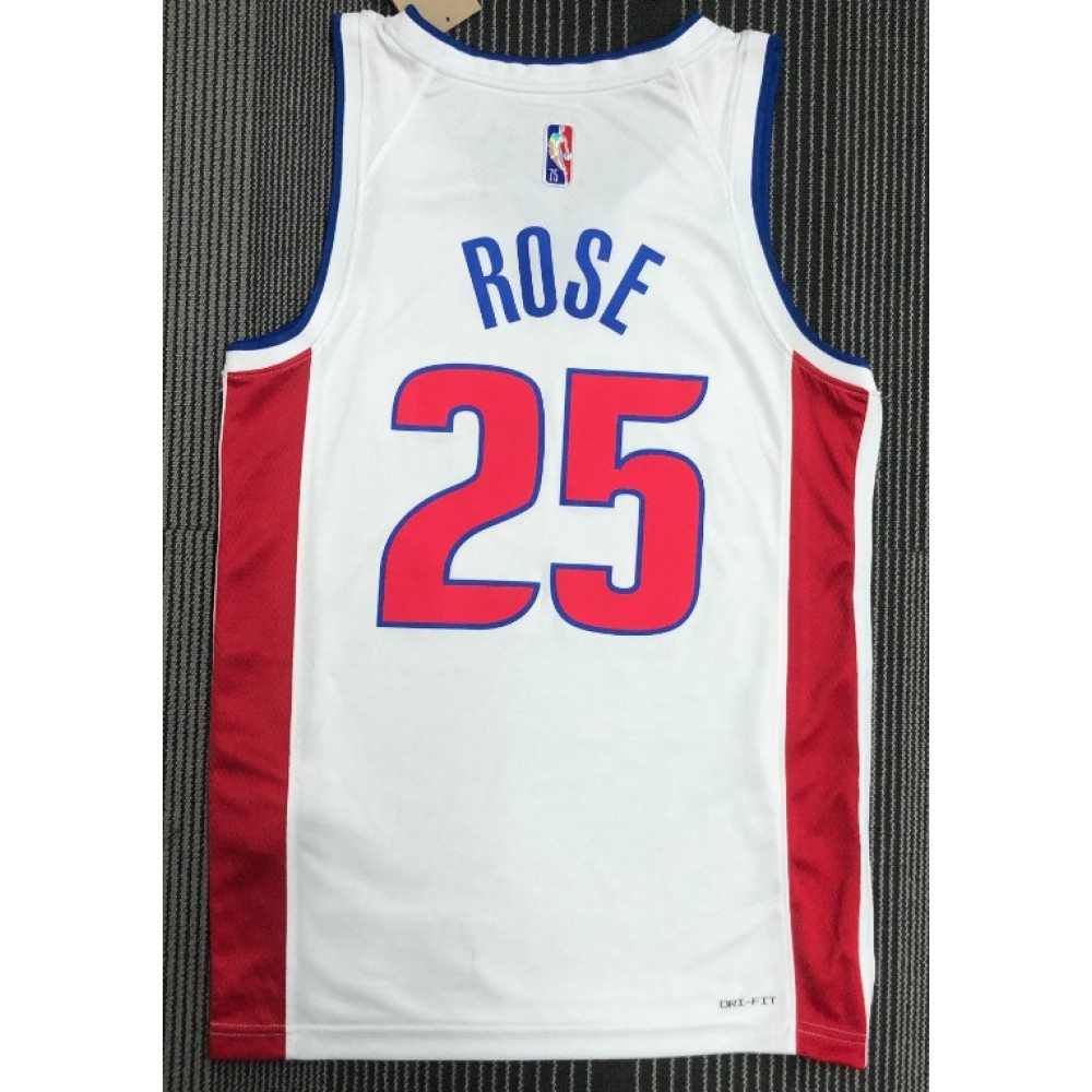 Men's Detroit Pistons Derrick Rose #25 Nike White 21/22 Swingman NBA Jersey - Icon Edition-League Wear Hub