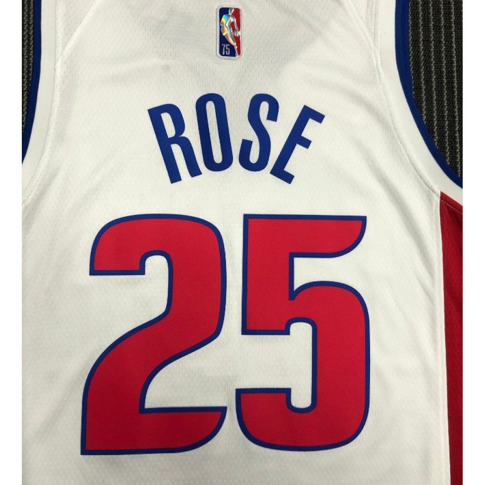 Men's Detroit Pistons Derrick Rose #25 Nike White 21/22 Swingman NBA Jersey - Icon Edition-League Wear Hub