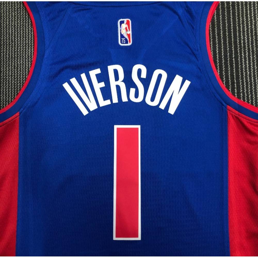 Men's Detroit Pistons Allen Iverson #1 Nike Blue 21/22 Swingman NBA Jersey - Icon Edition-League Wear Hub