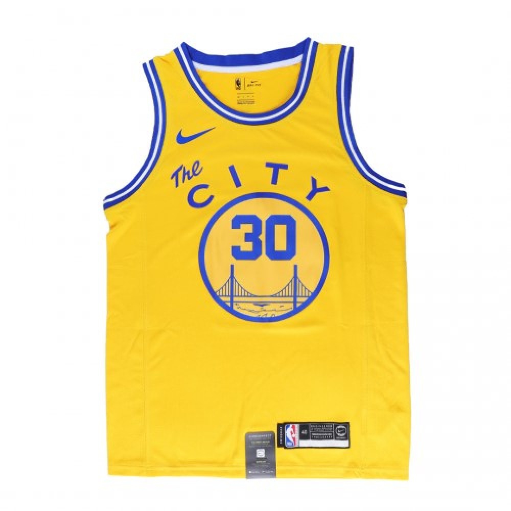 Men's Golden State Warriors Curry #30 Yellow Classics Finished Swingman Jersey -City Classic Edition-League Wear Hub