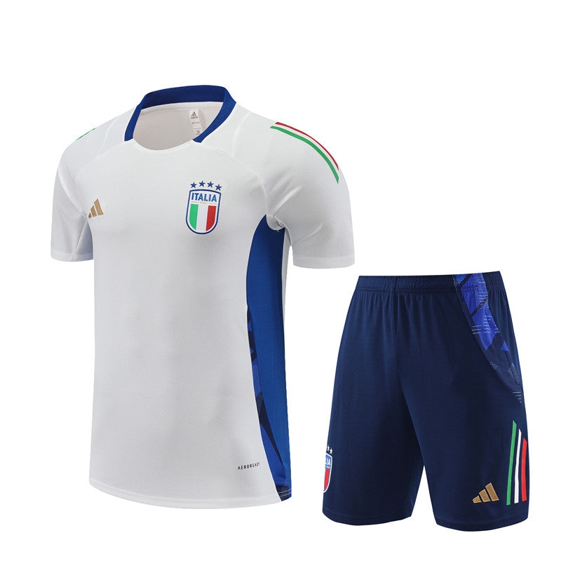 Italy White Training Jersey/Shorts Set 24/25-League Wear Hub