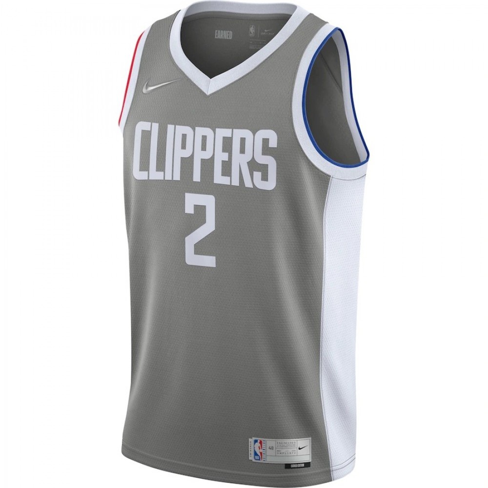 Men's LA Clippers Kawhi Leonard #2 Nike Gray 20/21 Swingman Player Jersey - Earned Edition-League Wear Hub