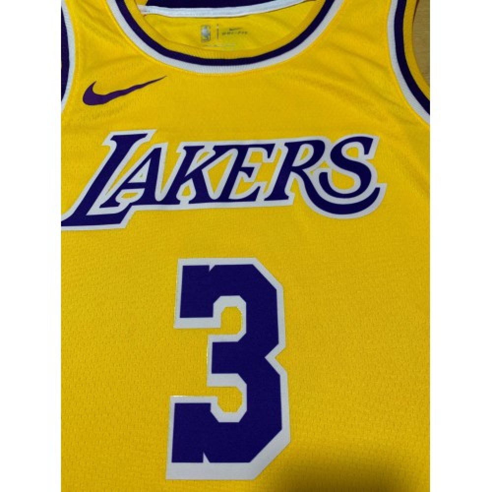 Men's Los Angeles Lakers Anthony Davis #3 Yellow 18-19 Swingman Jersey - Icon Edition-League Wear Hub