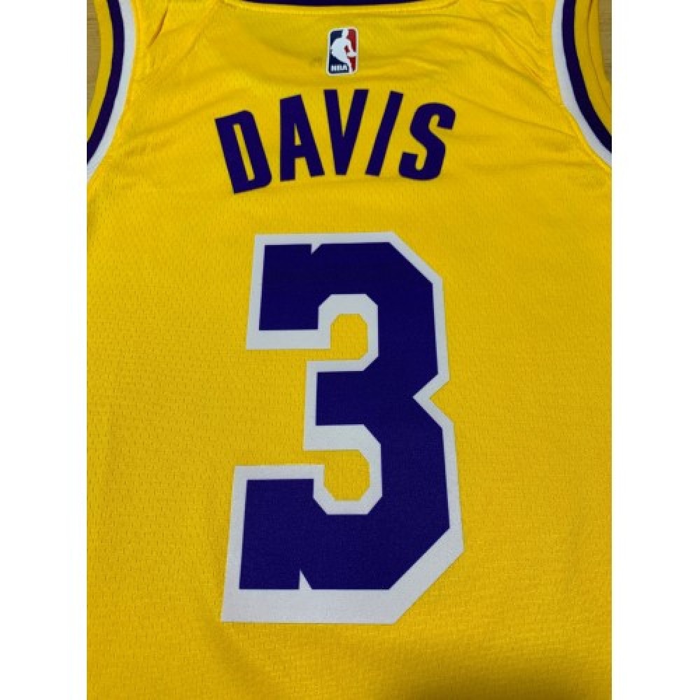 Men's Los Angeles Lakers Anthony Davis #3 Yellow 18-19 Swingman Jersey - Icon Edition-League Wear Hub