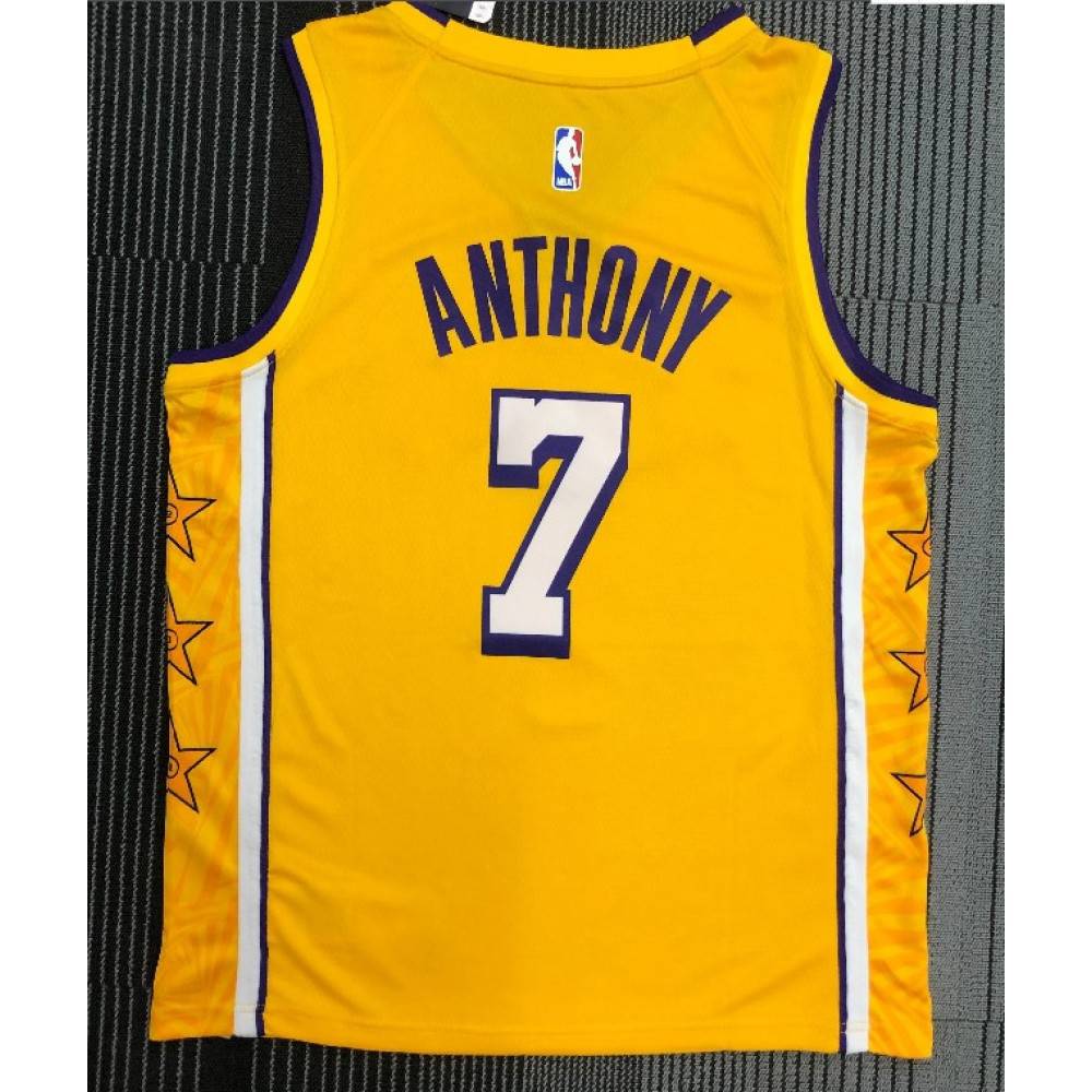 Men's Los Angeles Lakers Carmelo Anthony #7 Nike Yellow Swingman NBA Jersey - City Edition-League Wear Hub