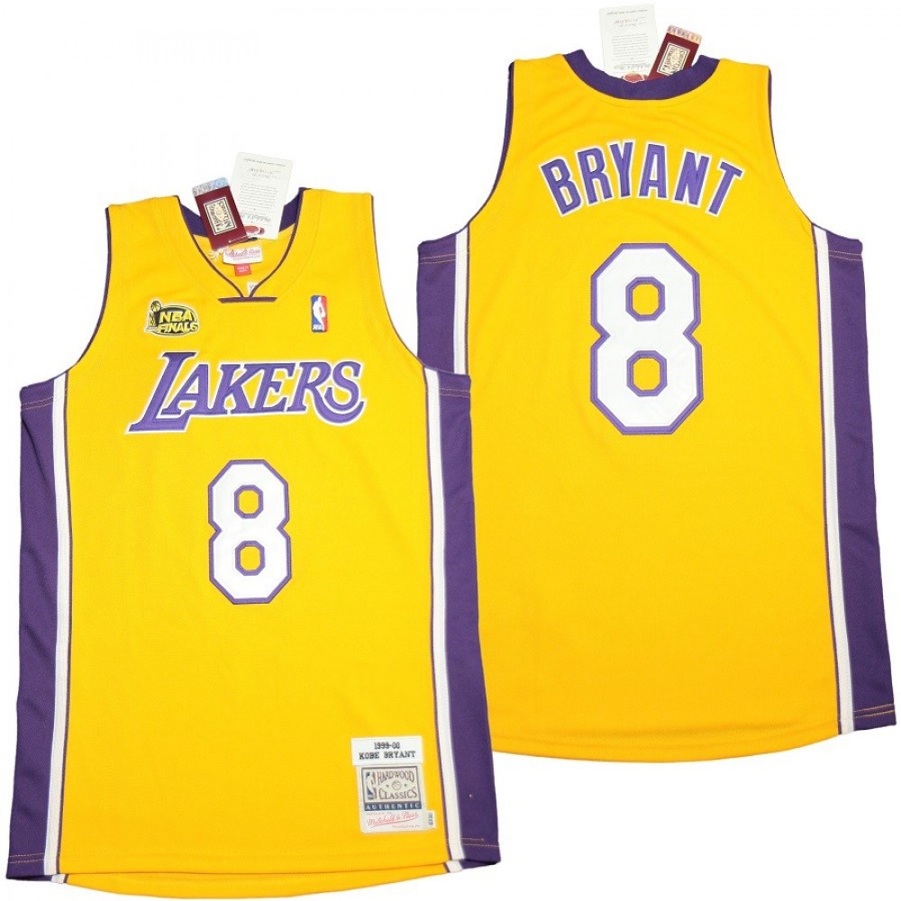 Men's Los Angeles Lakers Home Final Kobe Bryant #8 Throwback Yellow 99/00 Hardwood Jersey-League Wear Hub