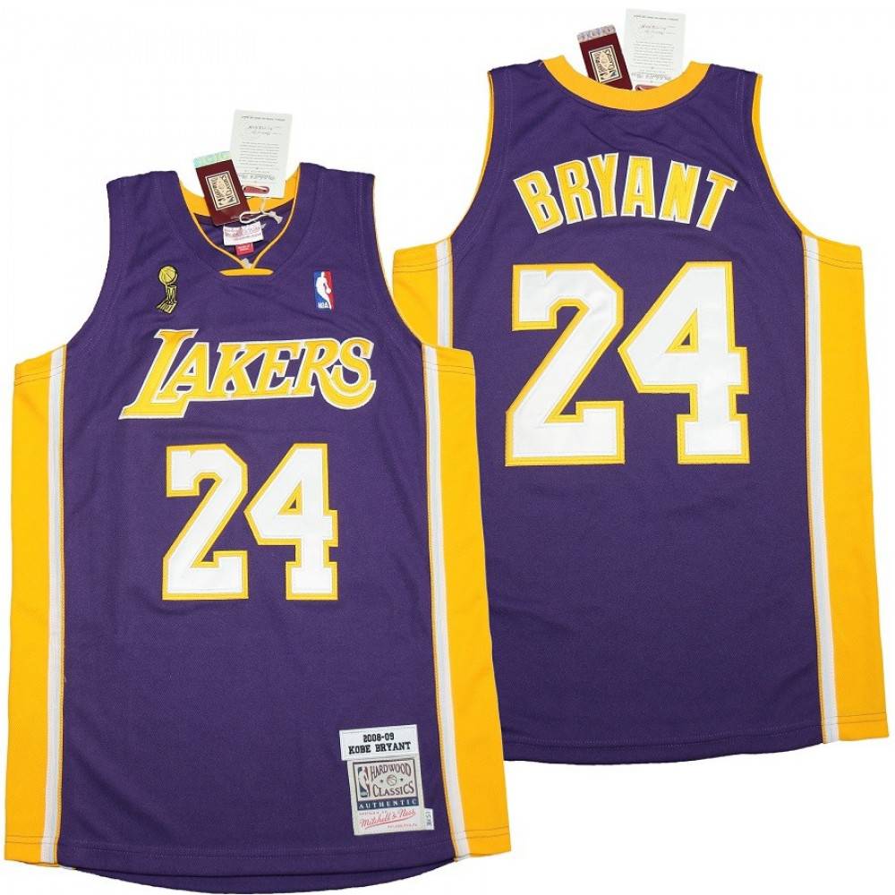 Men's Los Angeles Lakers Road Final Kobe Bryant #24 Throwback Purple 08-09 Hardwood Jersey-League Wear Hub
