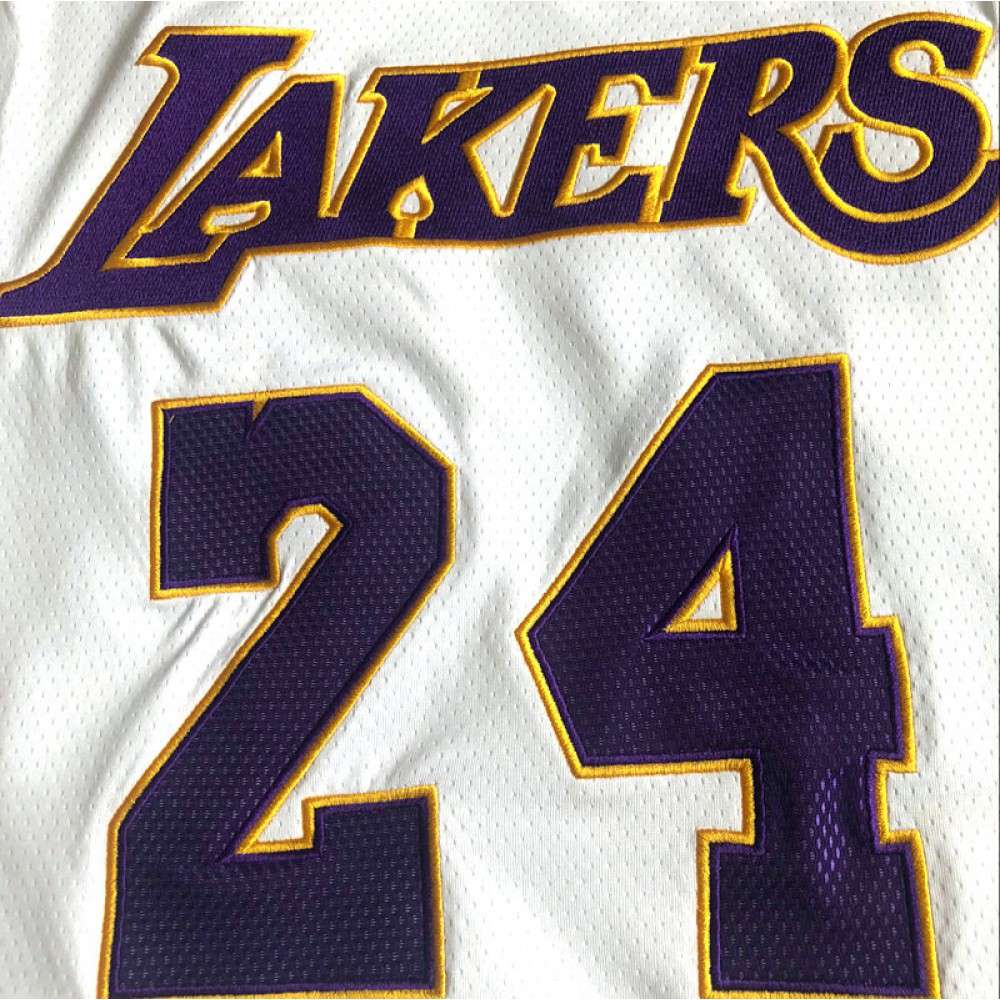 Men's Los Angeles Lakers Kobe Bryant #24 Throwback White 09/10 Hardwood Classics Jersey-League Wear Hub