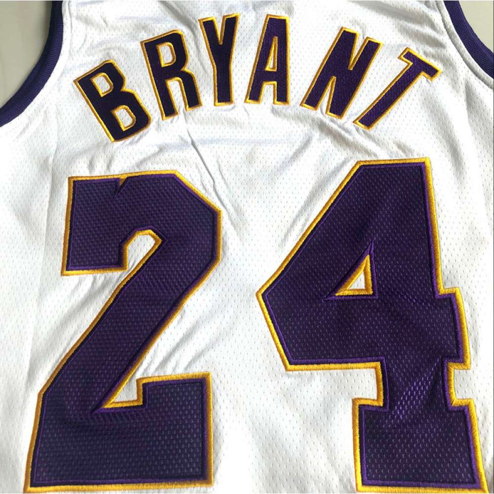 Men's Los Angeles Lakers Kobe Bryant #24 Throwback White 09/10 Hardwood Classics Jersey-League Wear Hub