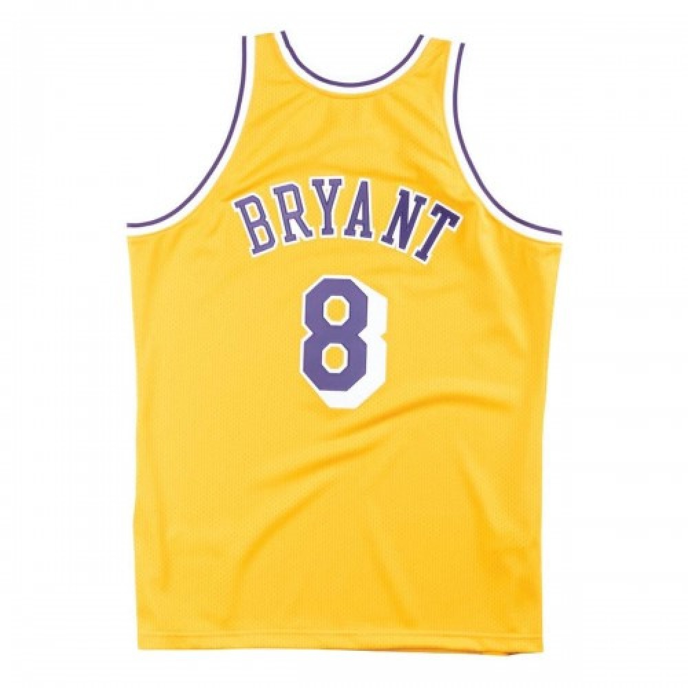 Men's Los Angeles Lakers Kobe Bryant #8 Throwback Yellow 1996-97 Hardwood Classics Jersey-League Wear Hub