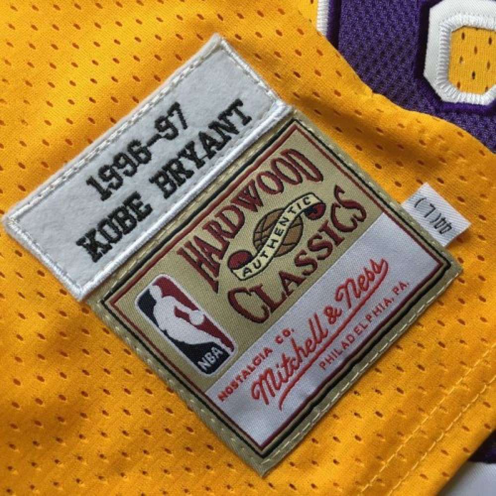 Men's Los Angeles Lakers Kobe Bryant #8 Throwback Yellow 1996-97 Hardwood Classics Jersey-League Wear Hub
