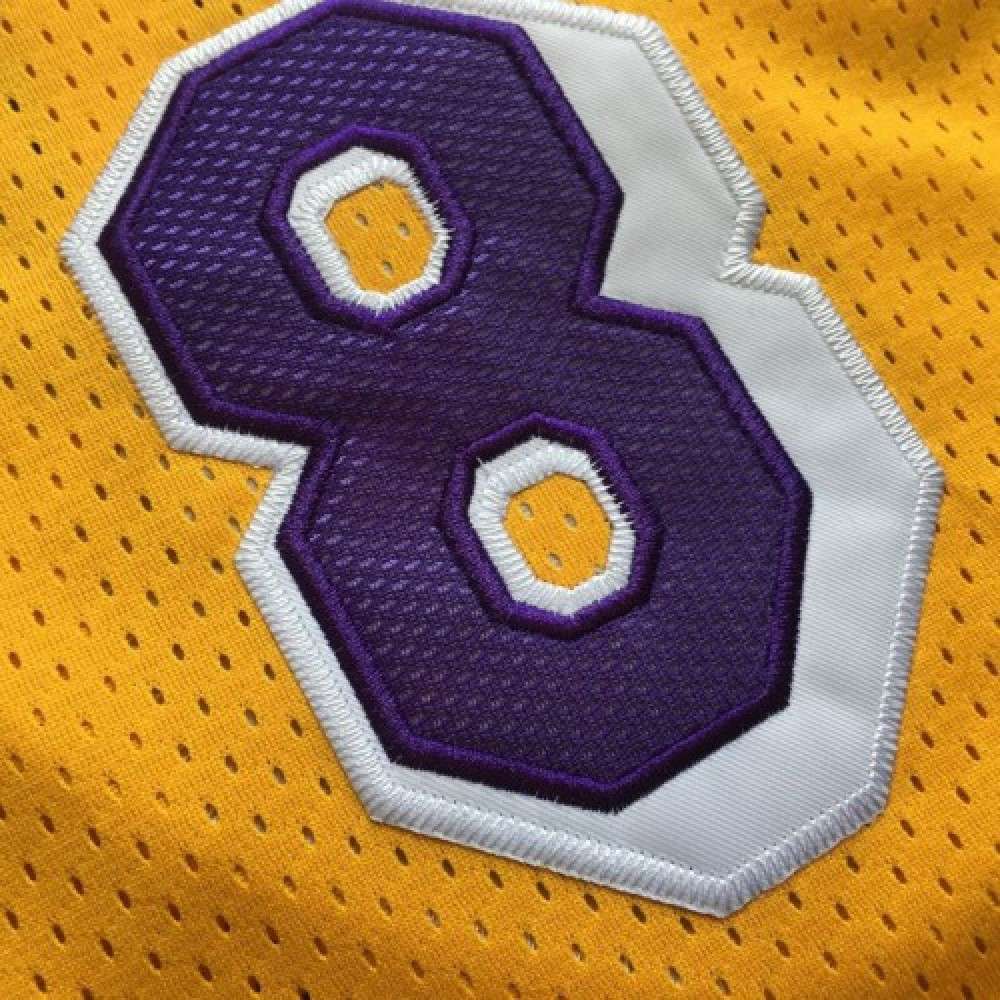 Men's Los Angeles Lakers Kobe Bryant #8 Throwback Yellow 1996-97 Hardwood Classics Jersey-League Wear Hub