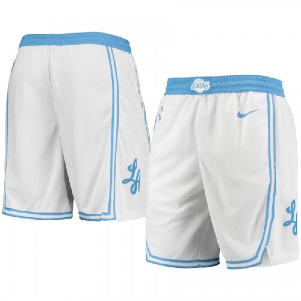 Men's Los Angeles Lakers Nike White 20/21 Swingman Short - City Edition-League Wear Hub