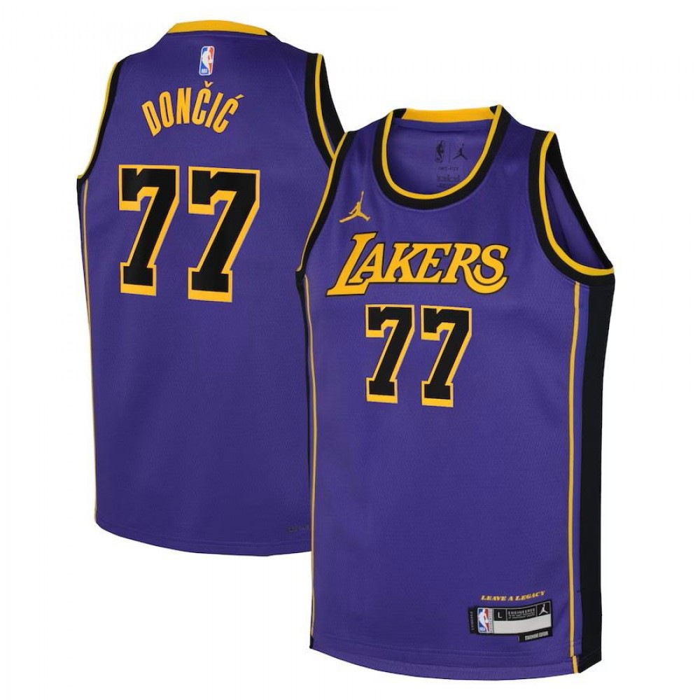 Los Angeles Lakers Youth Jordan Brand Statement Edition Swingman Jersey - Purple - Luka Dončić-League Wear Hub