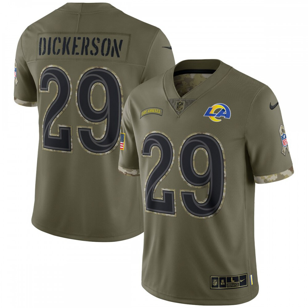 Eric Dickerson Los Angeles Rams 2022 Salute To Service Retired Player Limited Jersey - Olive-League Wear Hub